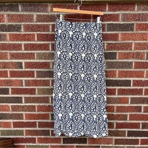 Express Blue and Cream Round Patterned Maxi Skirt